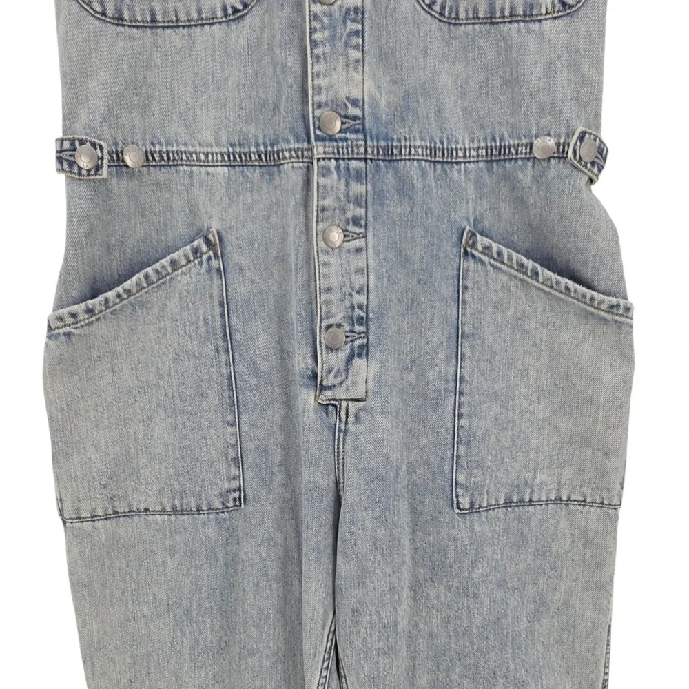Pistola Womens L Grover Denim Jumpsuit Boiler Suit in Light Wash